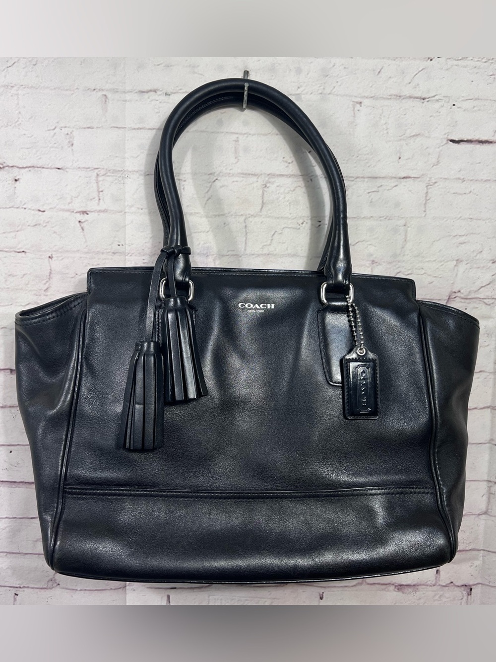 COACH Black Leather Shoulder Bag Handbag Purse 24201 Legacy Candace Carryall